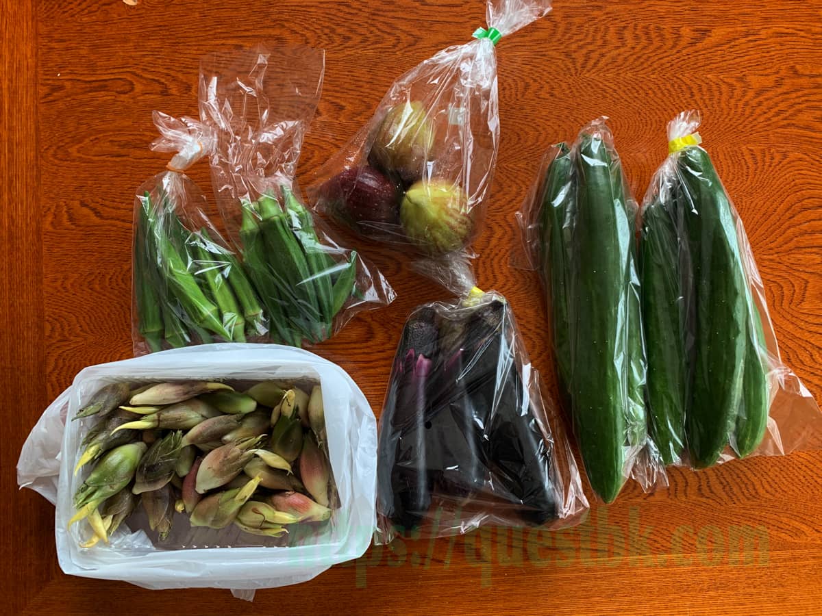 長田の夏野菜、すべて無人販売で購入できます